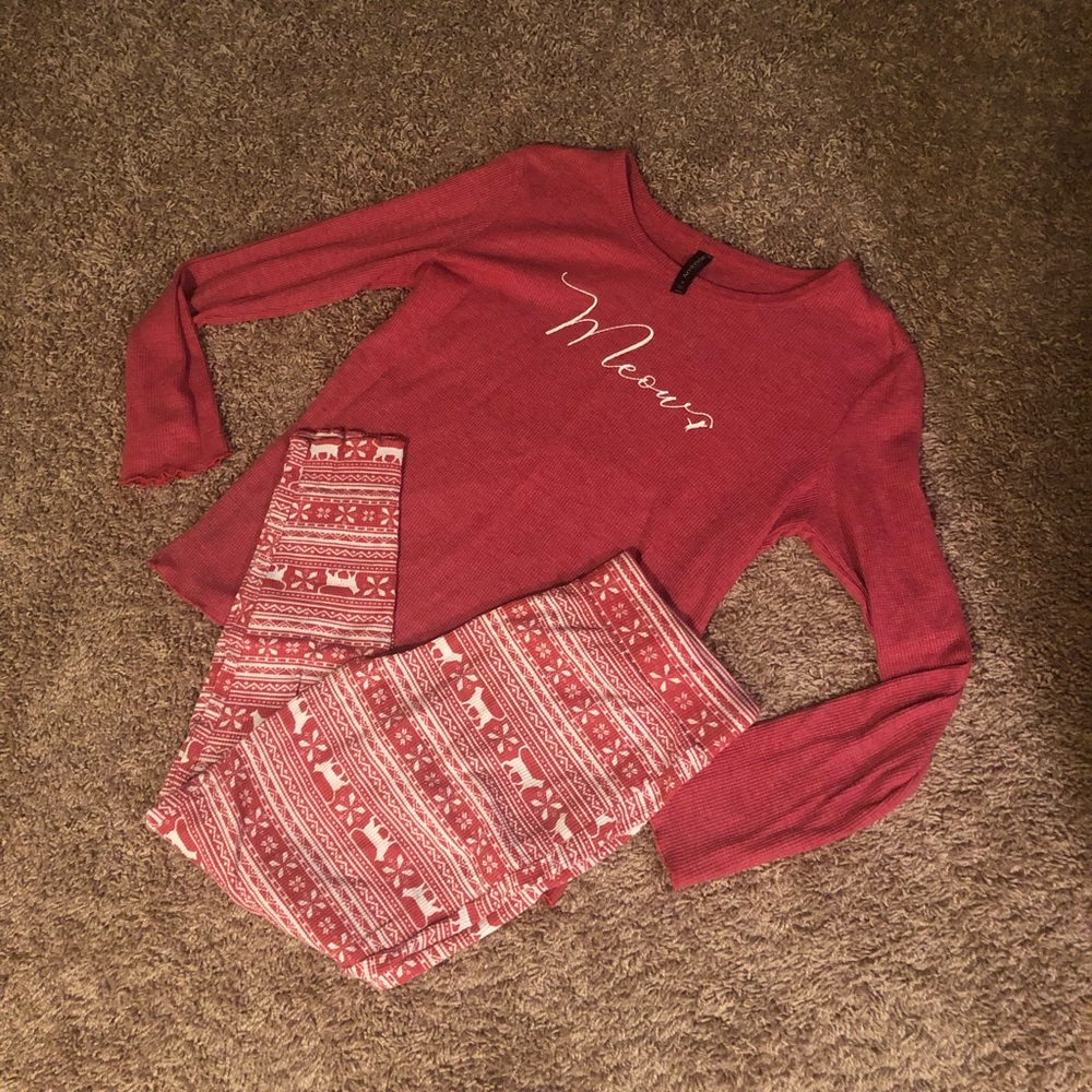 Red Meow cat pajama set